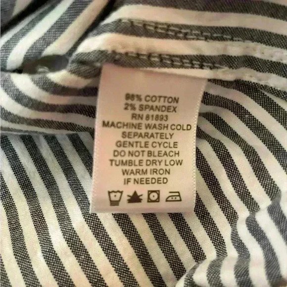 Blue Gray and White Striped Shirt Size Large Denim & Co - Picture 8 of 8